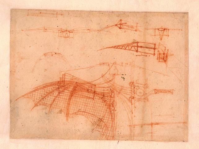 Drawing of a mechanical wing by Leonardo da Vinci (Circa 1490) Image credit: Veneranda Biblioteca Ambrosiana, Milano