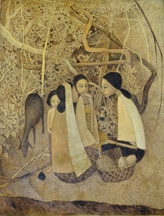 Cheong Soo Pieng, Chattering, 1981, Oil on canvas, 109 x 85 cm
