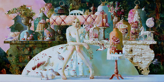 Anna Berezovskaya, The Diet, 2014, Oil on canvas, 100 x 200 cm