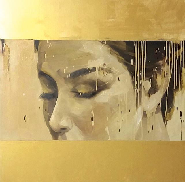 Phuong Quoc Tri, A Glance, Oil on canvas, 110 x 110 cm, 2015