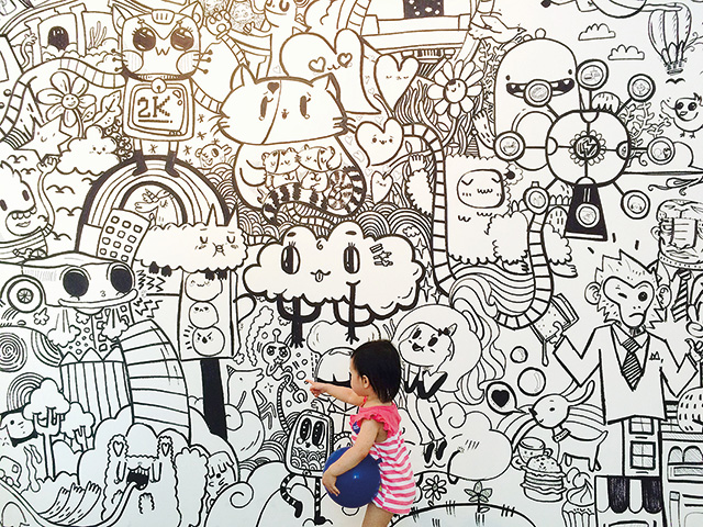 Elizabeth exploring the site illustration by Band of Doodlers, Imagine-a-doodle, 2015 Photo credit: Rebecca Chew