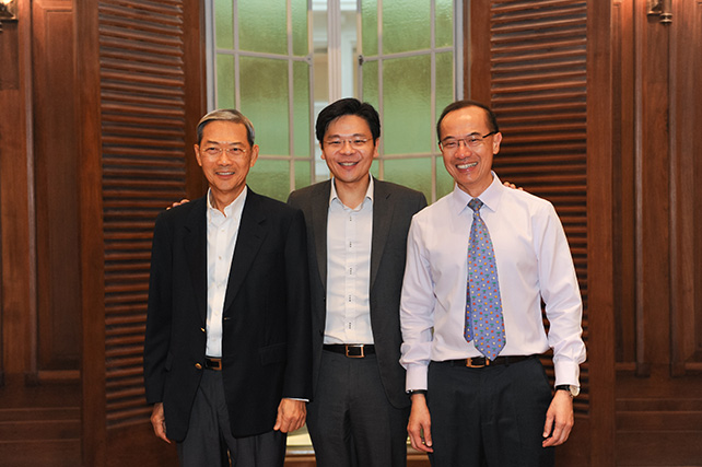 Amongst the guests invited for the appreciation night were (from left) former Member of Parliament, Dr Lee Boon Yang, Minister Lawrence Wong, former Minister George Yeo