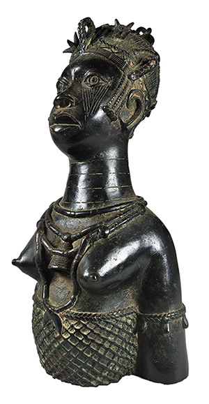 Benin Kingdom Queen Bust from Nigeria, Bronze