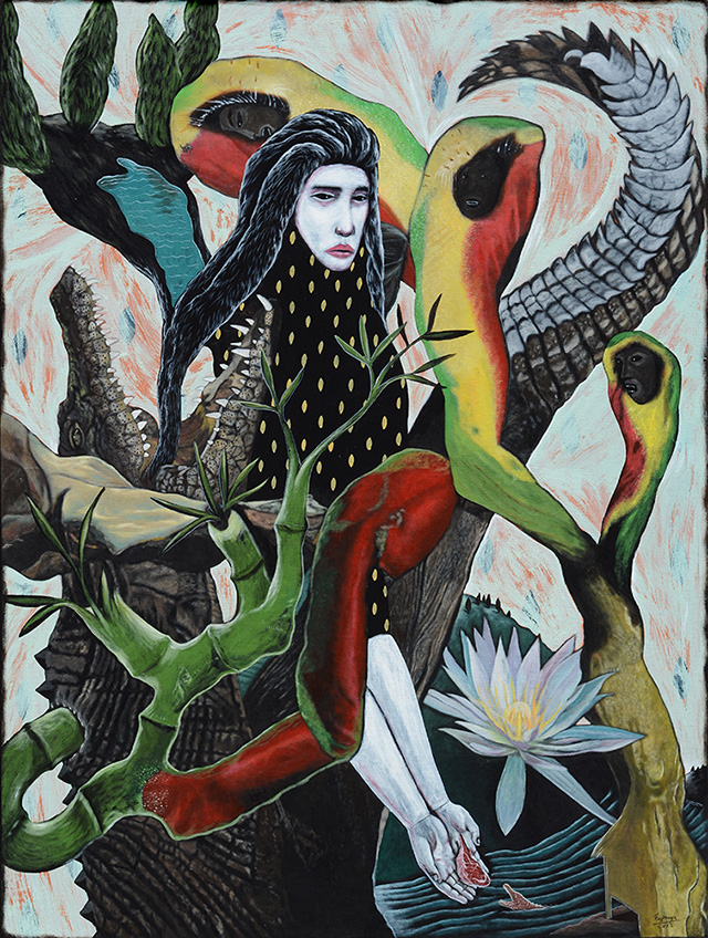 Rodel Tapaya, The Helpful Crocodile, 2015, acrylic on canvas, 101,5 × 76 cm