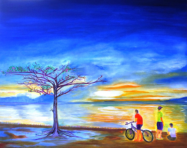 Three Boys Watching Sunset by Elsie Apacible