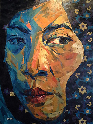 Rofi, GIVE ME STRENGTH, Acrylic and batik on canvas, 120 x 90 cm, 2013