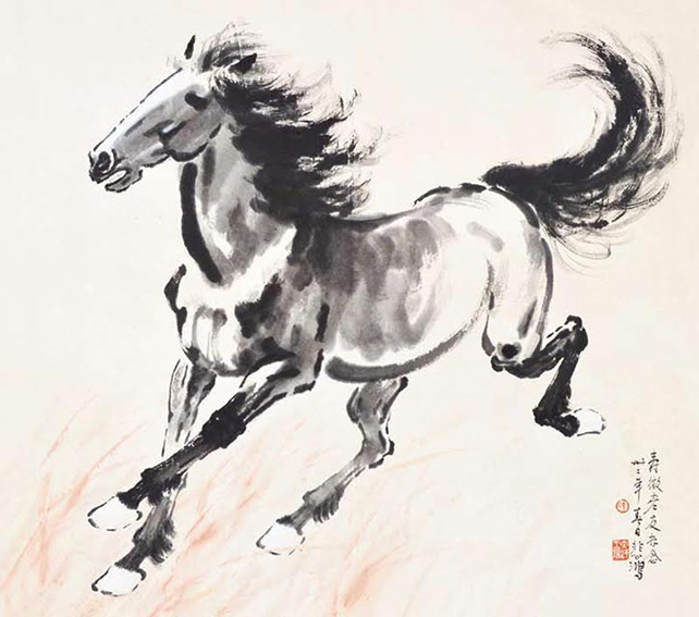 Xu Beihong, Running Horse, 1943, ink and colour on paper
